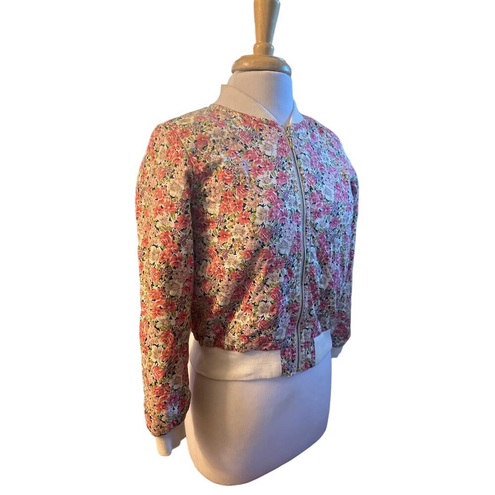 Women 1 Raybeams Ray Beams Floral Quilted Jacket Coat Pink Full Zip Japan